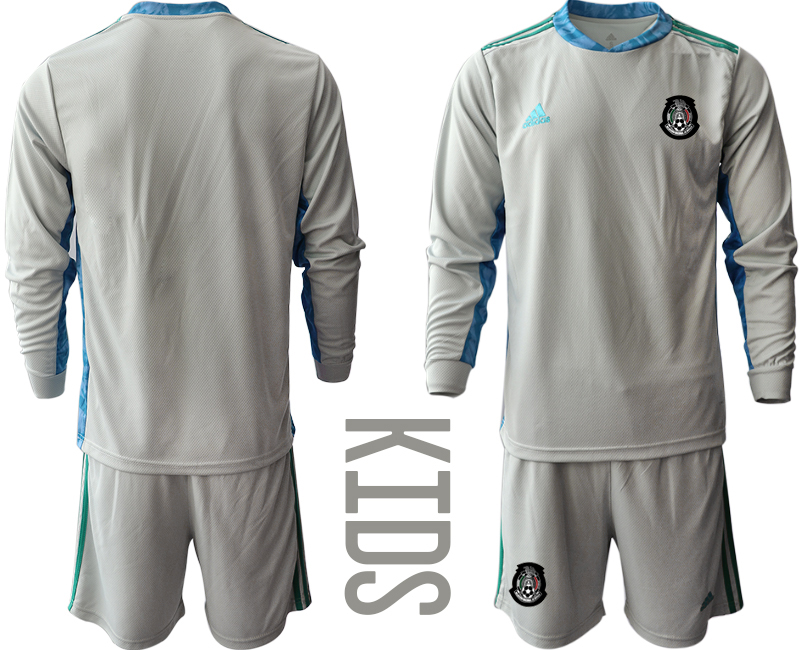 Cheap Youth 2020-2021 Season National team Mexico goalkeeper Long sleeve grey Soccer Jersey